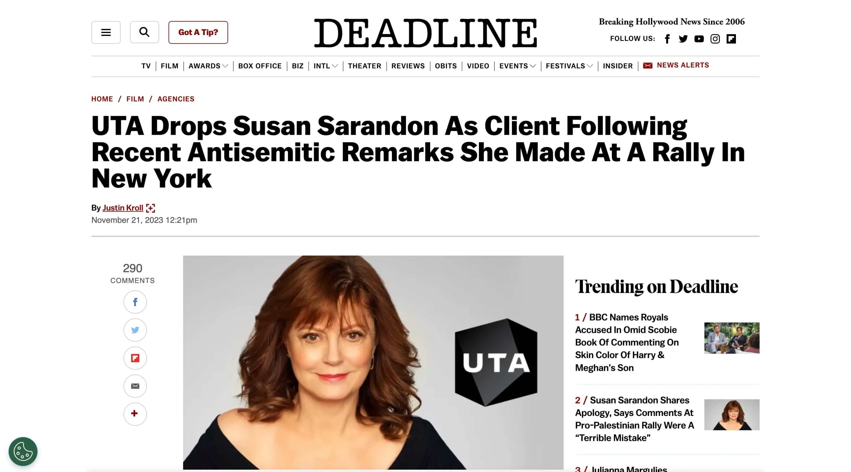 The updated headline replaces "Pro-Palestinian Remarks" with "Antisemitic Remarks".